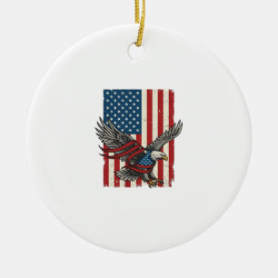 Vintage Eagle Flag Vector Patriotic Shirt Design_1 Ceramic Ornament
