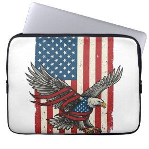 Vintage Eagle Flag Vector Patriotic Shirt Design_1 Laptop Sleeve