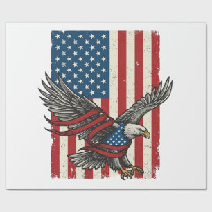 Vintage Eagle Flag Vector Patriotic Shirt Design_1 Wrapping Paper