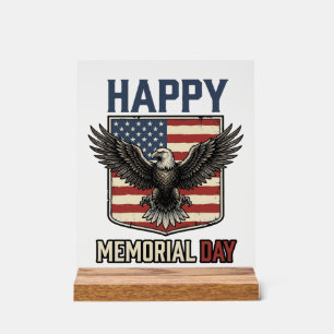 Vintage Eagle Memorial Day Patriotic Shirt Design_ Acrylic Sign