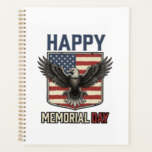 Vintage Eagle Memorial Day Patriotic Shirt Design_ Planner
