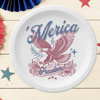 Vintage Eagle Patriotic America Paper Plate