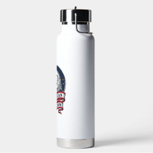 Vintage Eagle Patriotic Ribbon Vector Shirt Design Water Bottle