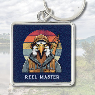 Vintage Eagle Retirement Gifts for Fisherman Dad Key Ring
