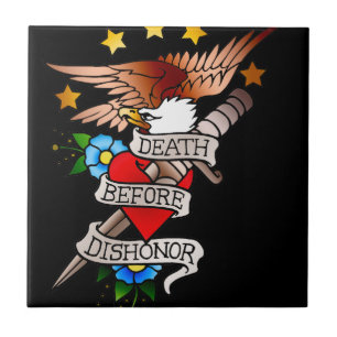 vintage eagle tattoo ceramic tile