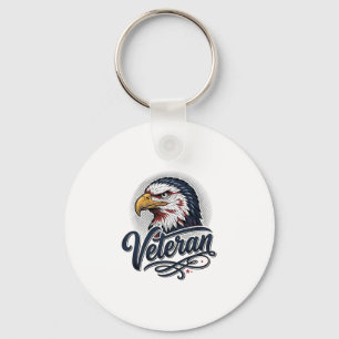 Vintage Eagle Veteran Patriotic Shirt Design_1 Key Ring