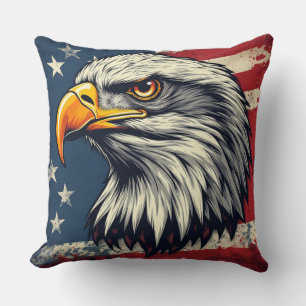 Vintage Eagle with American Flag – Retro USA Art Cushion