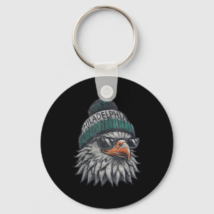 Vintage Eagle With Sungles Men Women Kids Cool Key Ring