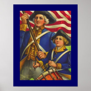 Vintage Early American Soldiers Art Poster