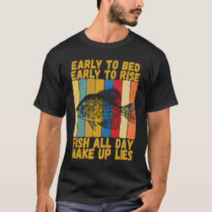 Vintage Early Bed Early Rising Funny Crappie Fishi T-Shirt