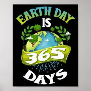 Vintage Earth Day Is 365 Days Climate Change Glol Poster
