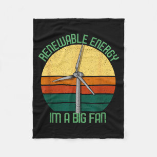 Vintage Earth Day Renewable Energy I'm A Big Fan  Fleece Blanket