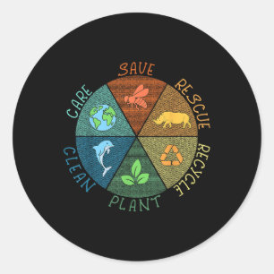 Vintage Earth Day Save Bees Rescue Animals Recycle Classic Round Sticker