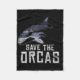 Vintage Earth Day Save The Orcas Fleece Blanket