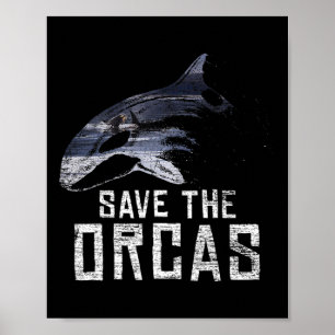 Vintage Earth Day Save The Orcas Poster