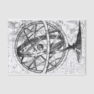 Vintage earth globe retro map black white tissue paper