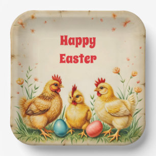 Vintage Easter 3 Little Chicken Holiday Collection Paper Plate