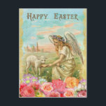 Vintage Easter. Angel and Lamb. Holiday Postcard<br><div class="desc">Wish someone a "Happy Easter" with this pretty vintage postcard. Retro image of an Angel feeding a Lamb. Christian symbolism.</div>