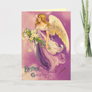 Vintage Easter Angel Blessings Card