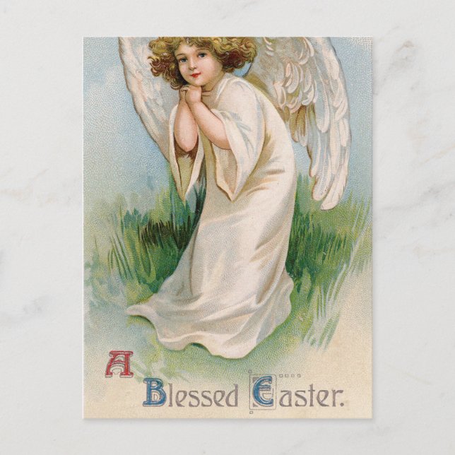 Vintage Easter Angel Child Postcard (Front)