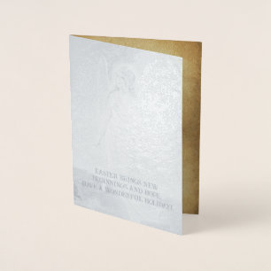 Vintage Easter Angel Greetings Foil Card