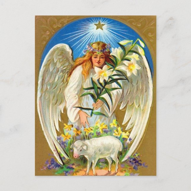 Vintage Easter Angel Postcard (Front)