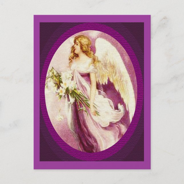 Vintage Easter Angel Textured Postcard (Front)
