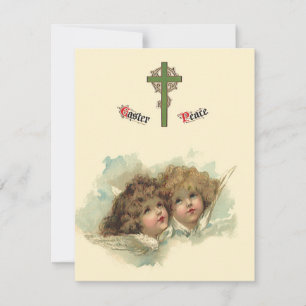 Vintage Easter, Angelic Angels Clouds in Heaven Holiday Card