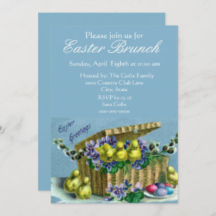 Vintage Easter Basket Family Brunch  Invitation