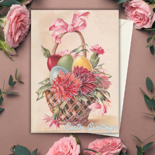 Vintage Easter Basket Greetings Custom Easter Holiday Card