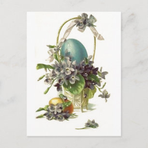 Vintage Easter Basket Holiday Postcard