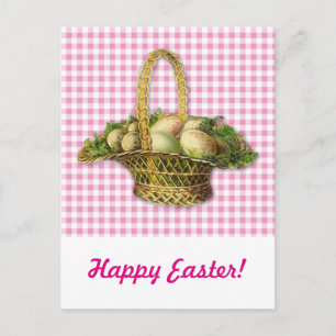 Vintage Easter basket Holiday Postcard