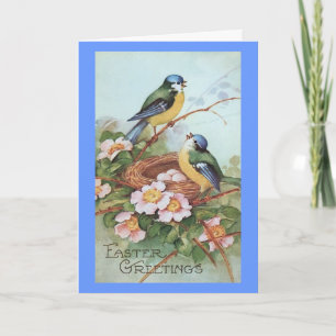 Vintage Easter Birds Greeting Card