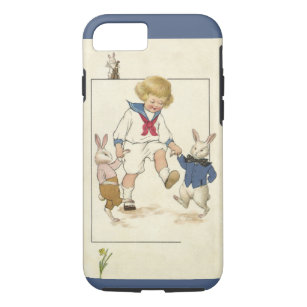 Vintage Easter, Boy Dancing with Bunny Rabbits Case-Mate iPhone Case