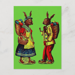Vintage Easter Bunnies Holiday Postcard