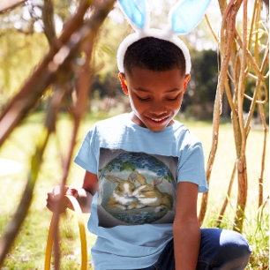Vintage Easter Bunnies Textured Cameo Kids T-Shirt