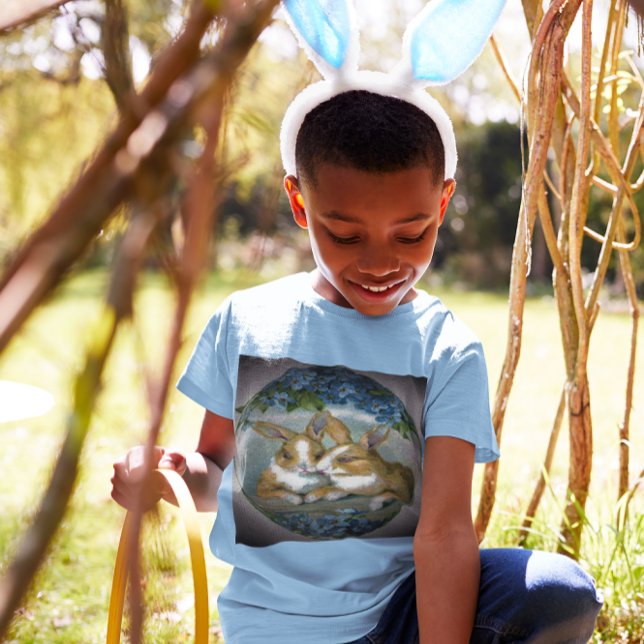 Vintage Easter Bunnies Textured Cameo Kids T-Shirt (Vintage Easter Bunnies Textured Cameo Kids T-Shirt)