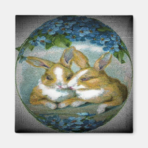 Vintage Easter Bunnies Textured Image, ZSSG Magnet