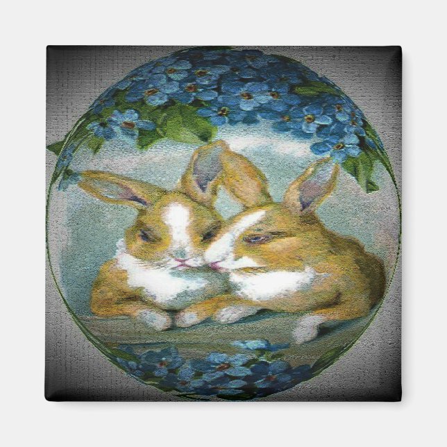 Vintage Easter Bunnies Textured Image, ZSSG Magnet (Front)