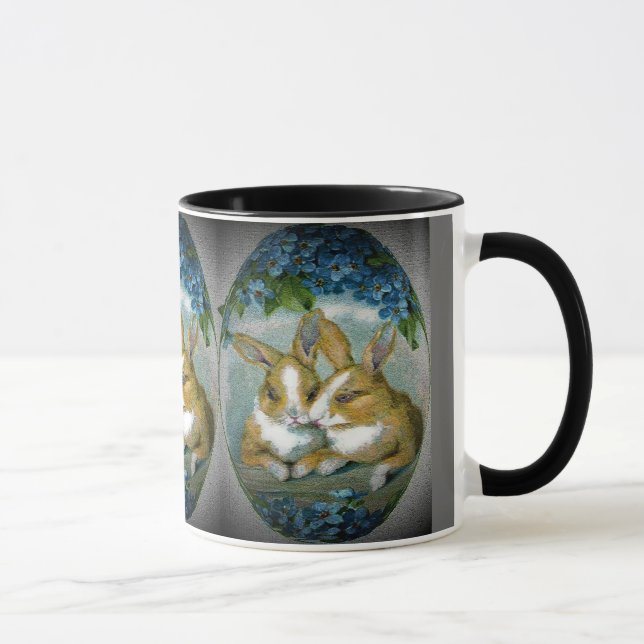 Vintage Easter Bunnies Textured Image, ZSSG Mug (Right)