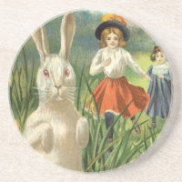 Vintage Easter Bunny and Children Happy Eastertide