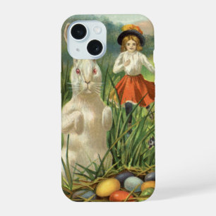 Vintage Easter Bunny and Children Happy Eastertide iPhone 15 Case