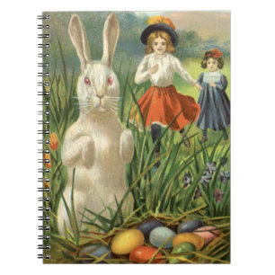 Vintage Easter Bunny and Children Happy Eastertide Notebook