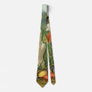 Vintage Easter Bunny and Children Happy Eastertide Tie