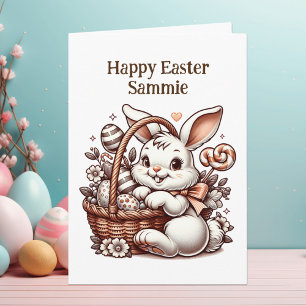 Vintage Easter Bunny and Colouring Page Card