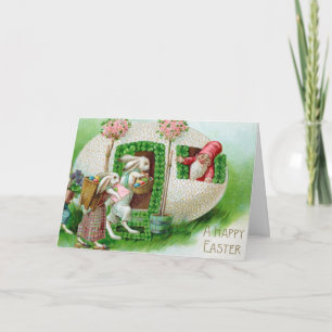 Vintage Easter Bunny and Easter Eggs Garden Card