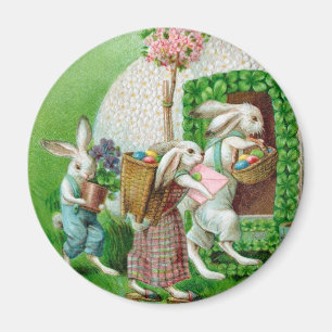 Vintage Easter Bunny and Easter Eggs Garden Magnet