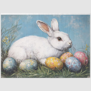 Vintage Easter Bunny and Eggs Illustration Tissue Paper
