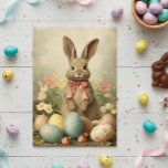 Vintage Easter Bunny  Card<br><div class="desc">This design was created through digital art. It may be personalised by clicking the customise button and changing the colour, adding a name, initials or your favourite words. Contact me at colorflowcreations@gmail.com if you with to have this design on another product. See more of my creations or follow me at...</div>