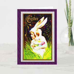 VINTAGE EASTER BUNNY CHILD HOLIDAY CARD